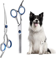Scaletta professionale per cura pelo - punto di sicurezza rotondo - forbici curvate per cani e gatti