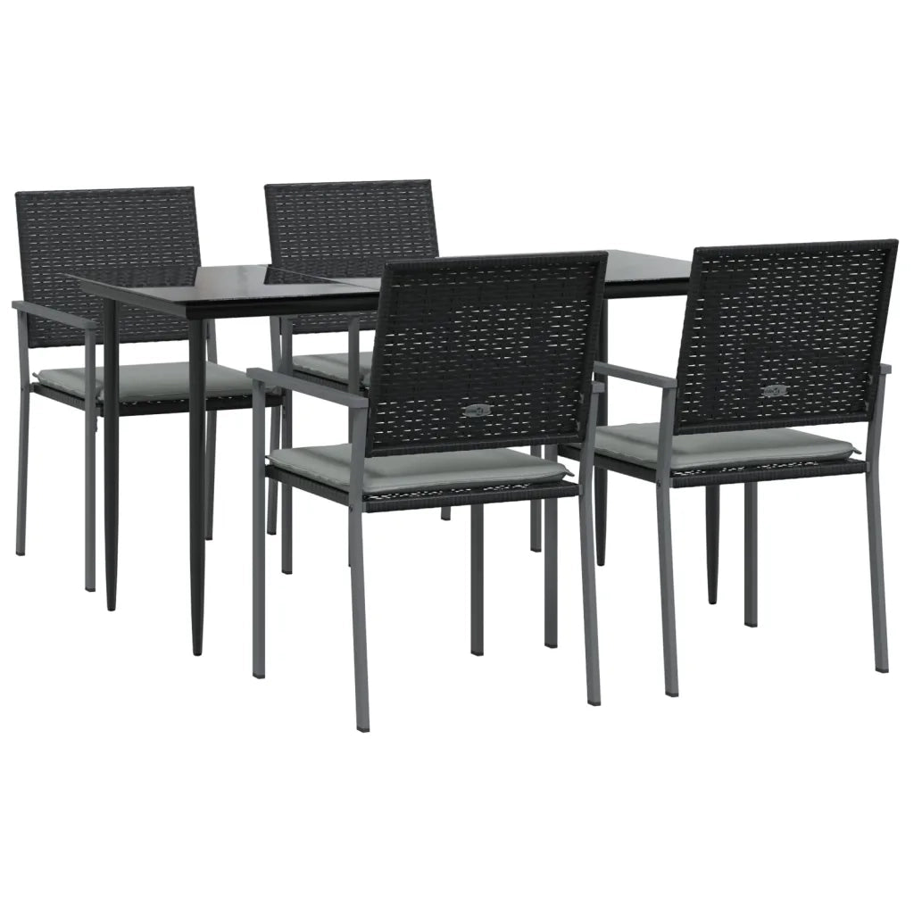 Set Pranzo da Giardino 5pz con Cuscini in Polyrattan e Acciaio 3187005