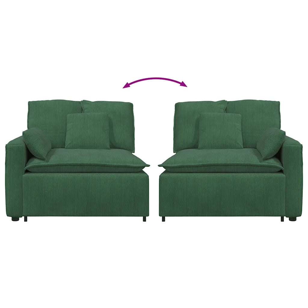 Modulo Terminale Bracciolo Divano Modulare con Cuscini Verde Scuro 100 cm 4104412