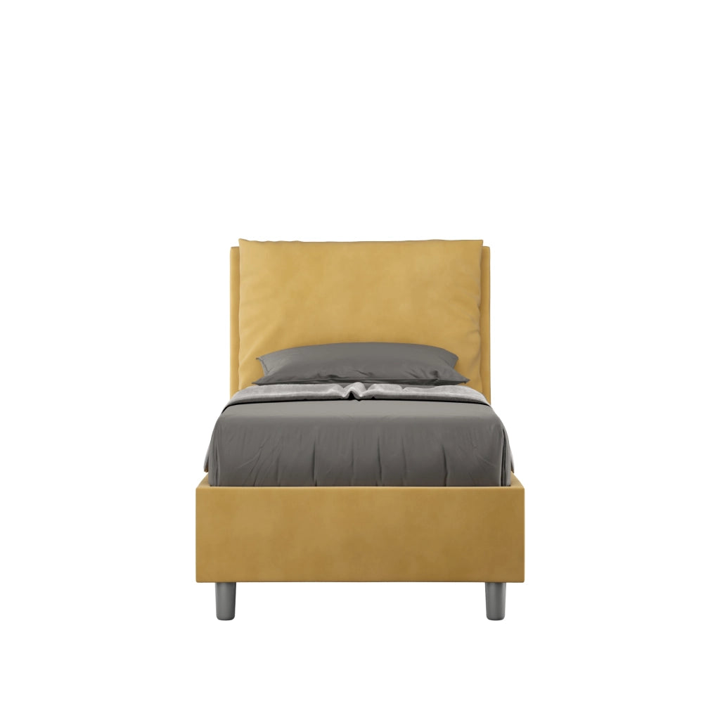 BS COM Letto singolo contenitore imbottito 80x210 microfibra ocra