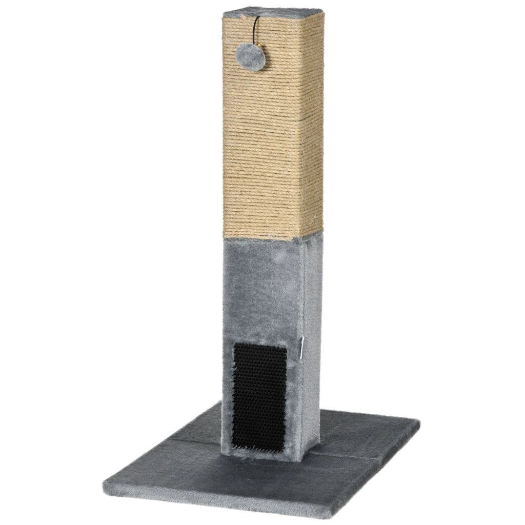 Grattatoio per gatti con palla sonaglio e 2 spazzole ¨C Minimal ¨C 59,5x39x79 cm grigio beige