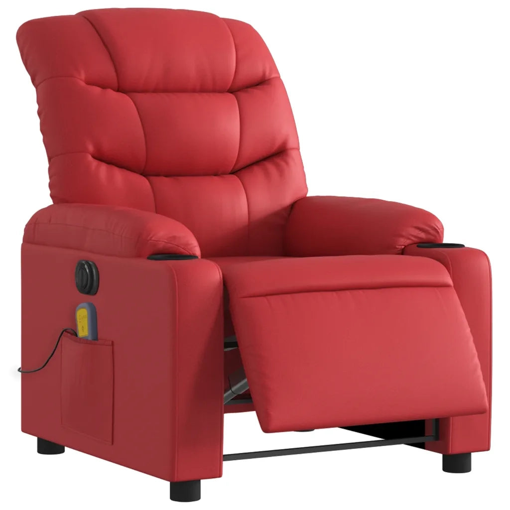 Poltrona Massaggio Elettrica Reclinabile Rosso Similpelle 3206597