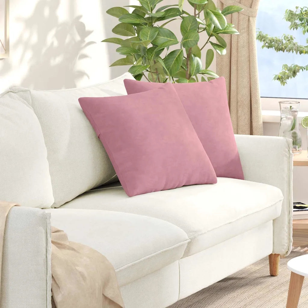 Cuscini da Divano 2 pz | Cuscini per sedie Rosa 50 x 50 cm Tessuto in Cords