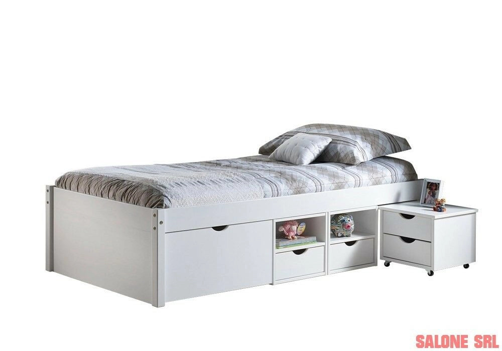 Letto bambini + secondo letto con cassetti TILL cm236x95x77h bianco INTER LINK