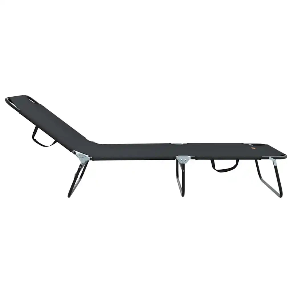 Lettino Prendisole | Sdraio da giardino | Lettino da sole pieghevole Nero 188 x 57 x 86,5 cm