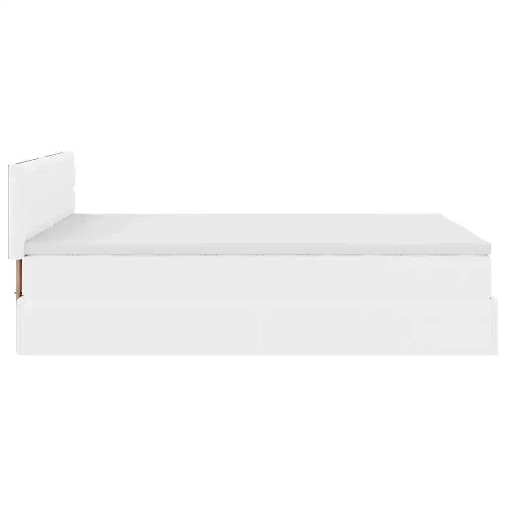 Struttura Letto Pouf con Materasso Bianco 140x200 cm Similpelle 3311309