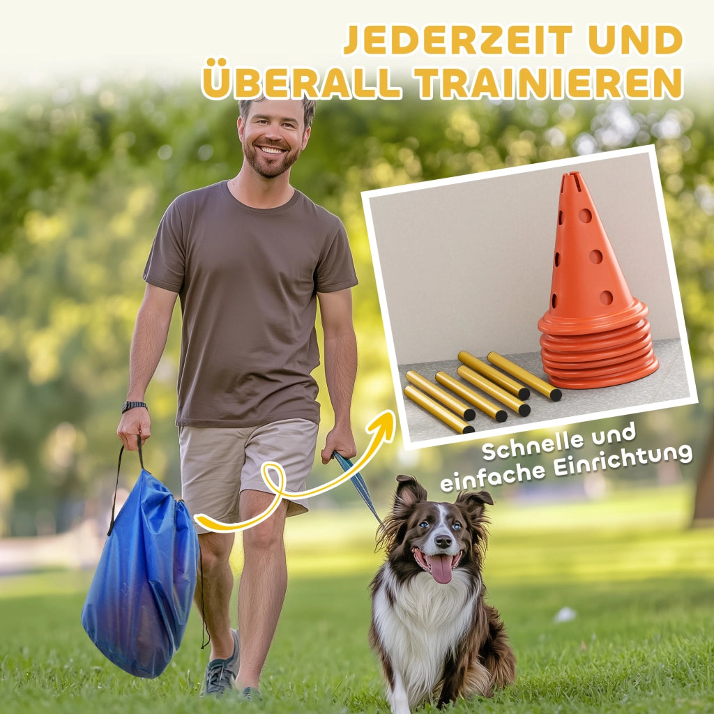 Set Agility per Cani con 6 Coni e 3 Ostacoli ¨C zephmum ¨C Nero