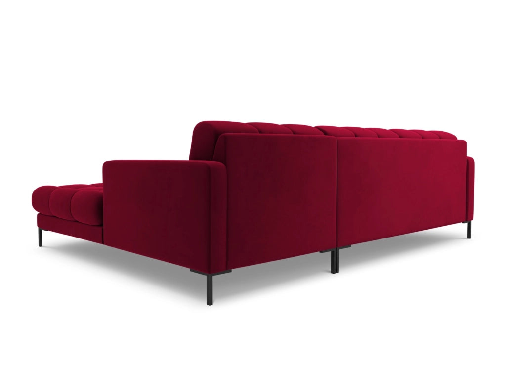Cosmopolitan Design - Divano angolare destro "Bali" 5 posti in velluto rosso 