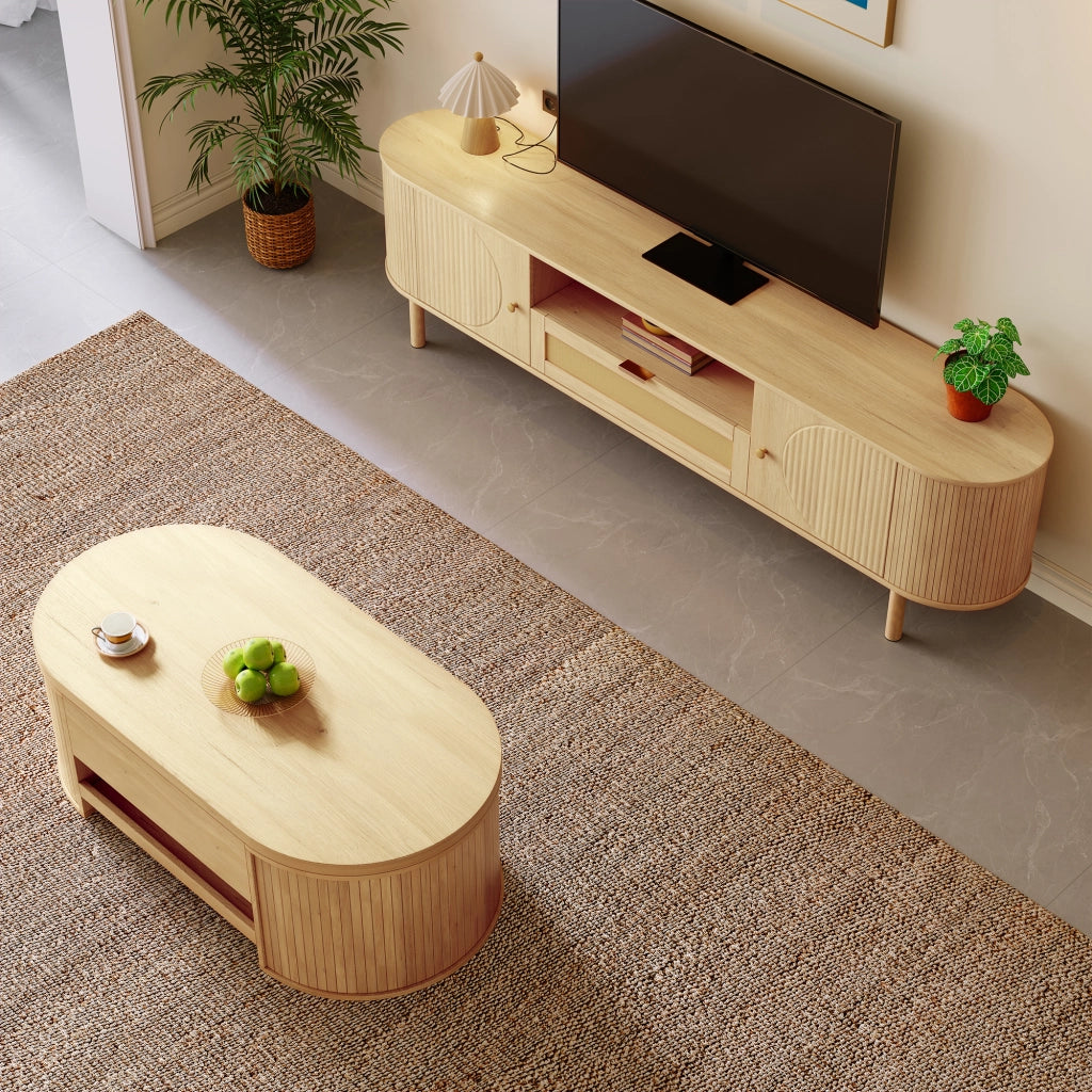 Credenza TV Natural in MDF lunghezza 175 cm