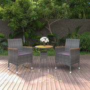 Set da Pranzo per Giardino 3 pz in Polyrattan Grigio 3058467