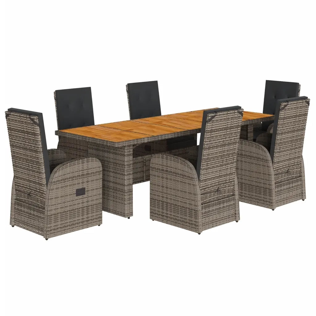 Set da Pranzo da Giardino 7 pz con Cuscini in Polyrattan Grigio 3277594