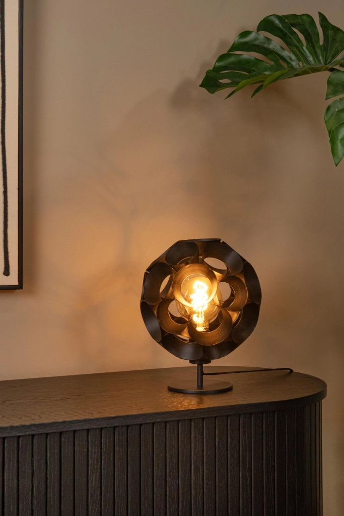 Lampada da tavolo art déco nera E27 Lucide Hannelore