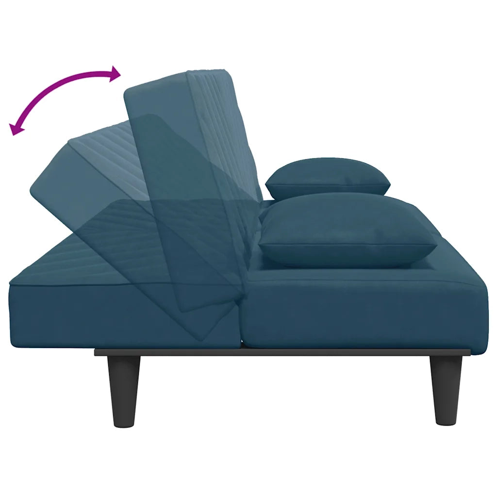 Set di Divani 2 pz con Cuscini Blu in Velluto