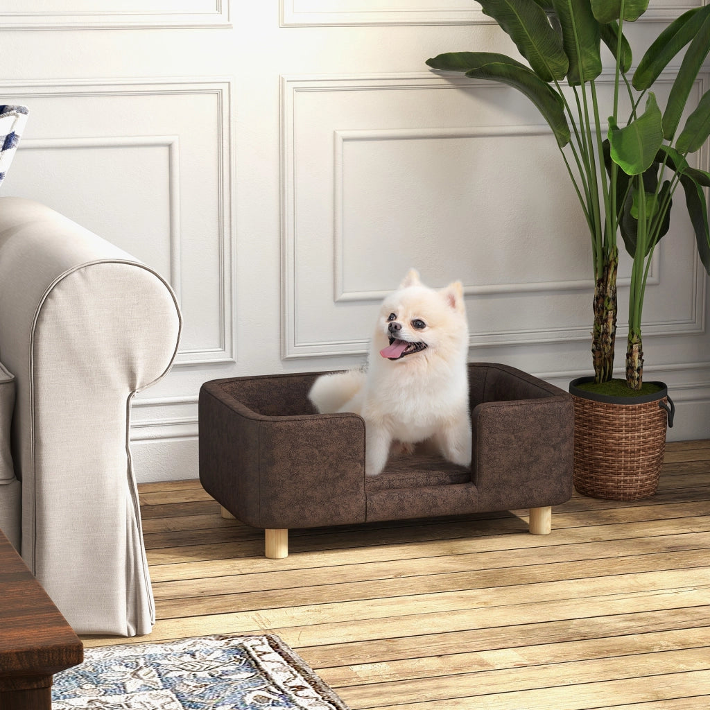Letto per cani e gatti con cuscino ¨C Minimal ¨C 74x48.5x31 cm in microfibra marrone