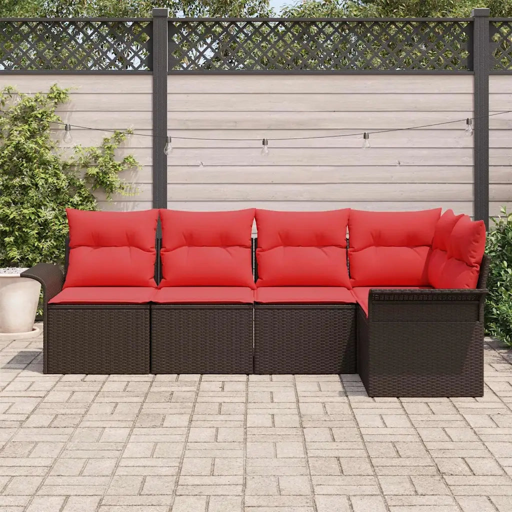 Set Divano da Giardino 5 pcs Marrone polyrattan 3354033