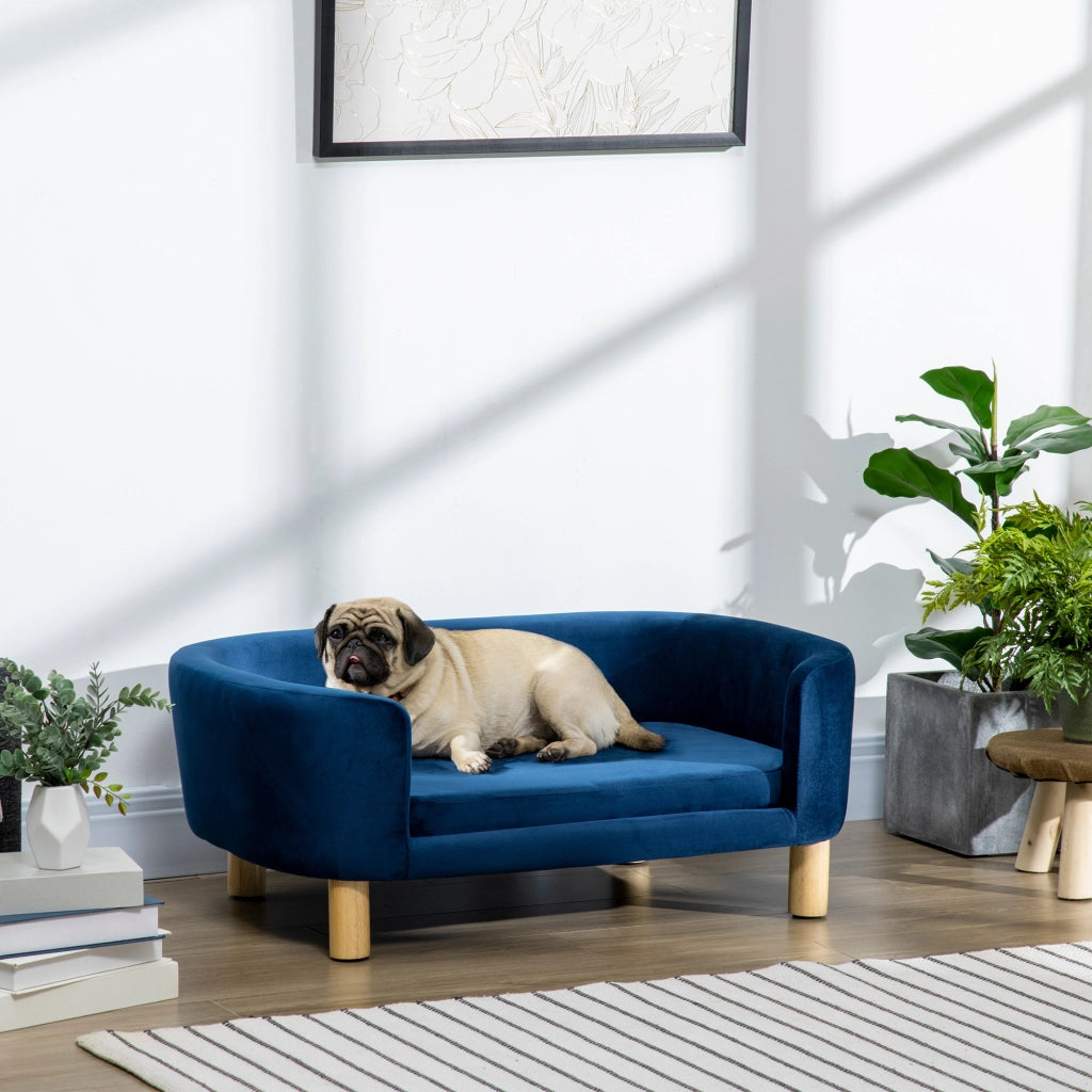 Divano per cani piccoli ¨C Minimal ¨C 86x55x33 cm blu legno lavabile