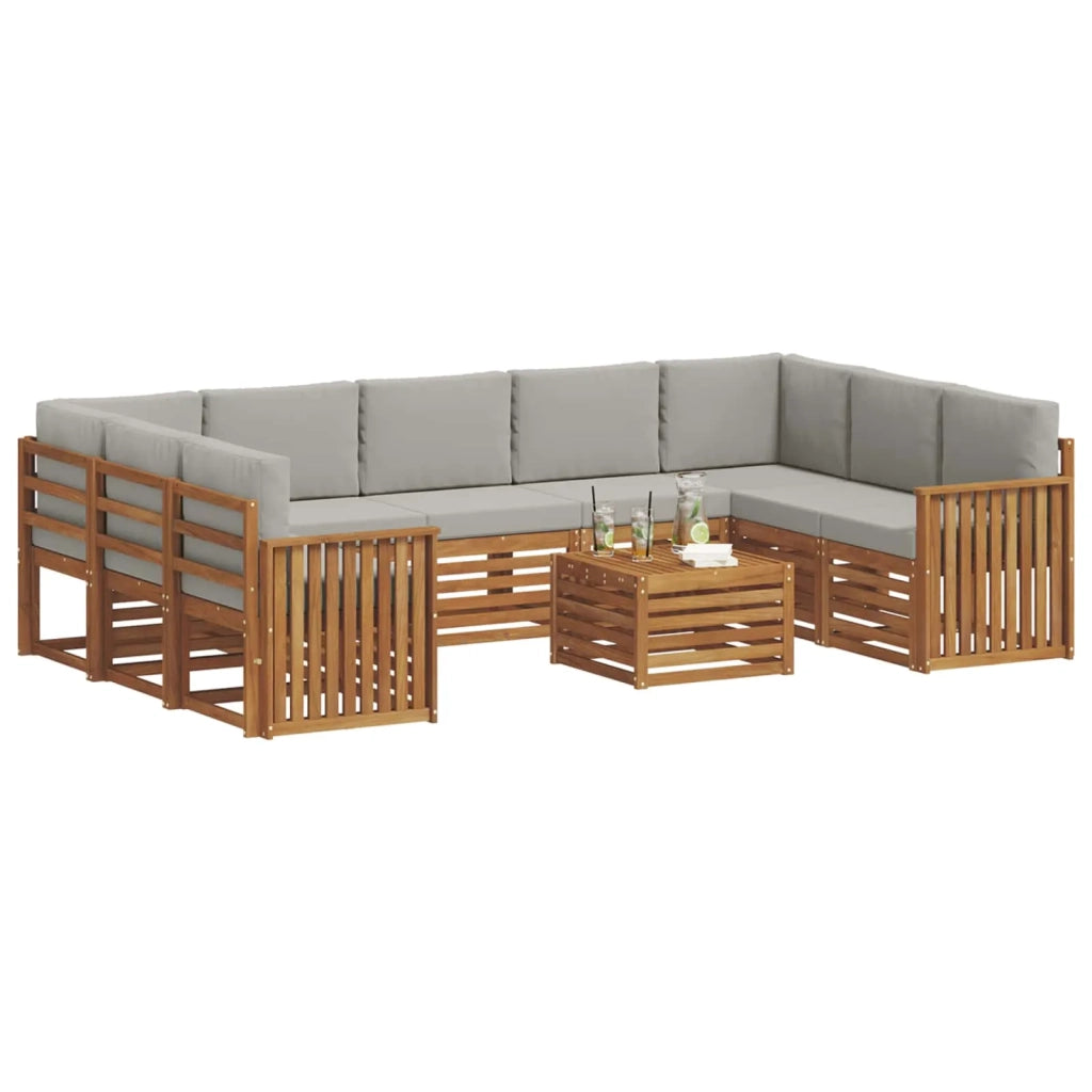Set divani con cuscino 10 pcs Grigio Naturale e Chiaro 3375516
