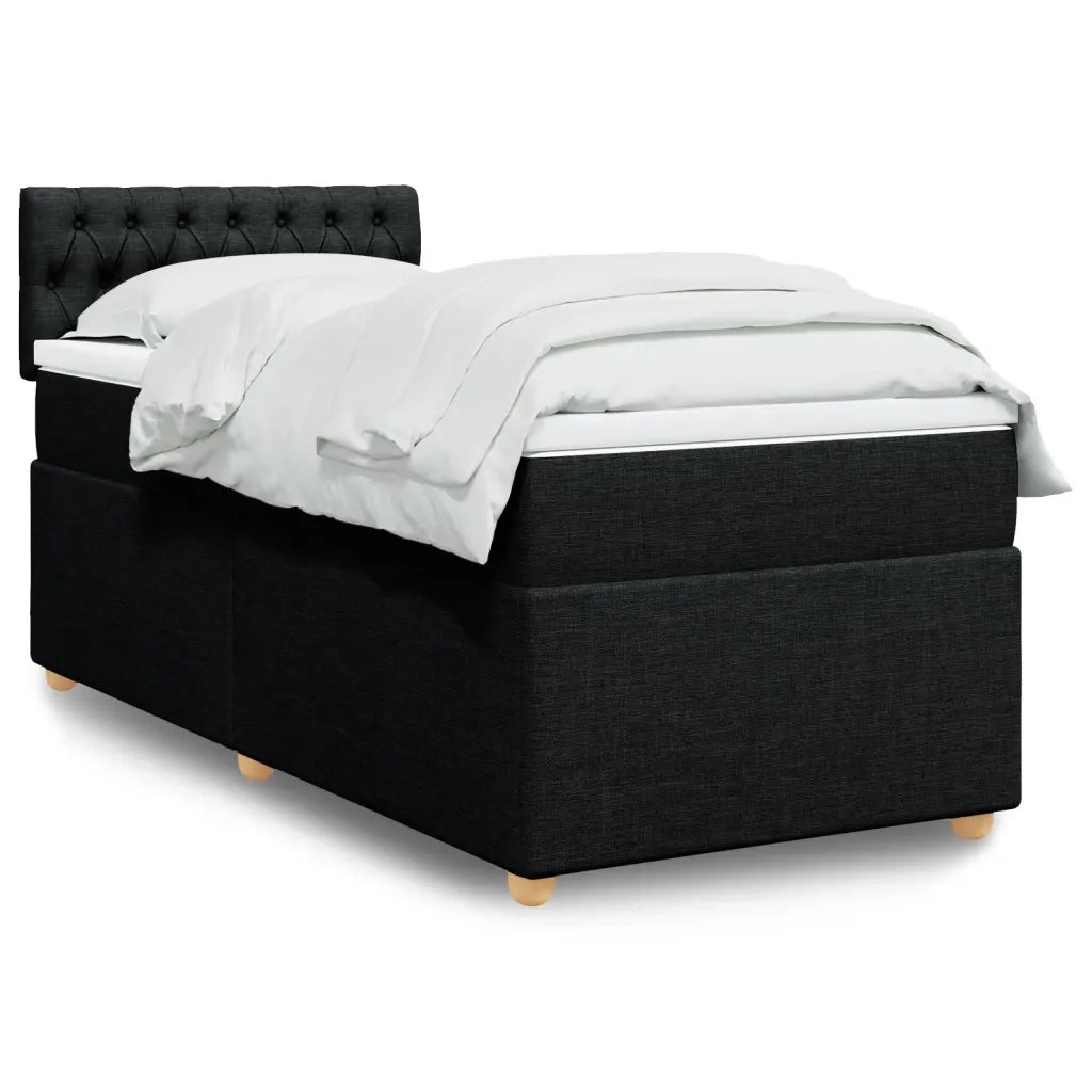 Letto singolo | Letto per adulti | Giroletto a Molle con Materasso Nero 80x200 cm inTessuto