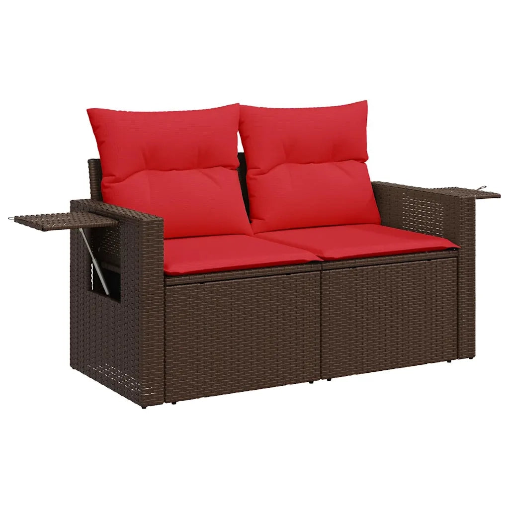 Set Divani da Giardino 9pz con Cuscini Marrone in Polyrattan 3325550