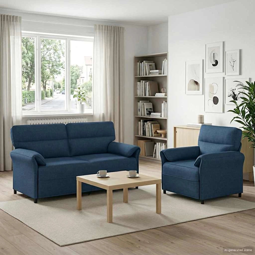Set di divani 2 pz Blu Tessuto 3424865