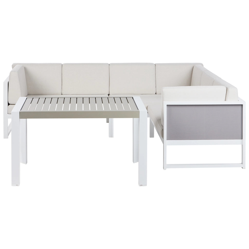 Set da giardino con tavolino in alluminio bianco con cuscini esterno stile moderno