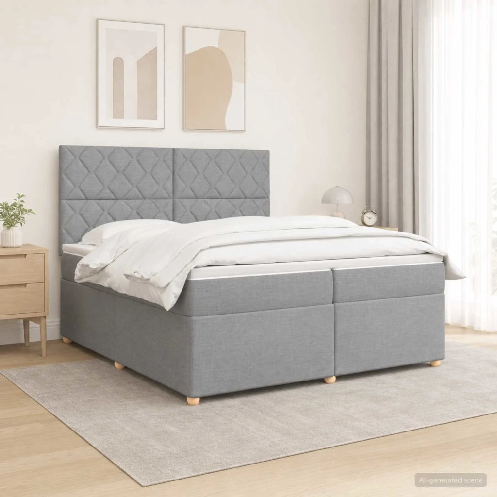 Letto box spring con materasso Grigio Chiaro 200 x 200 cm 3455434