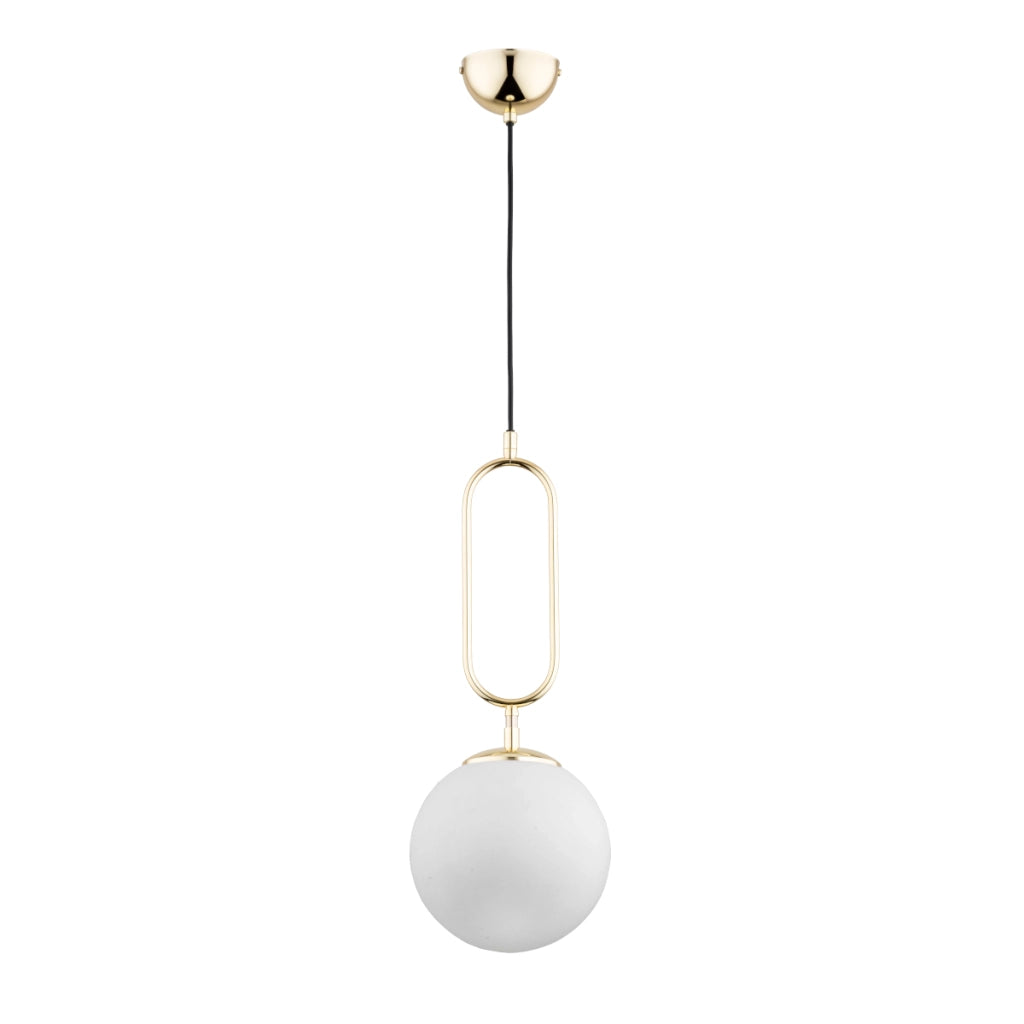 Lampada a sospensione oro/nera vetro sfera Ø20 E27 Alfa