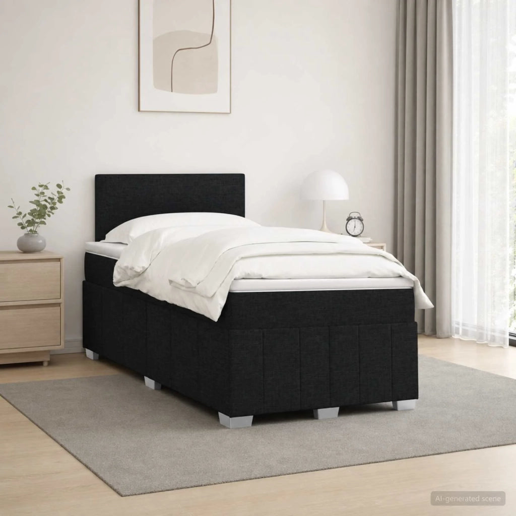 Letto box spring con materasso Nero 120 x 200 cm Tessuto 3452651