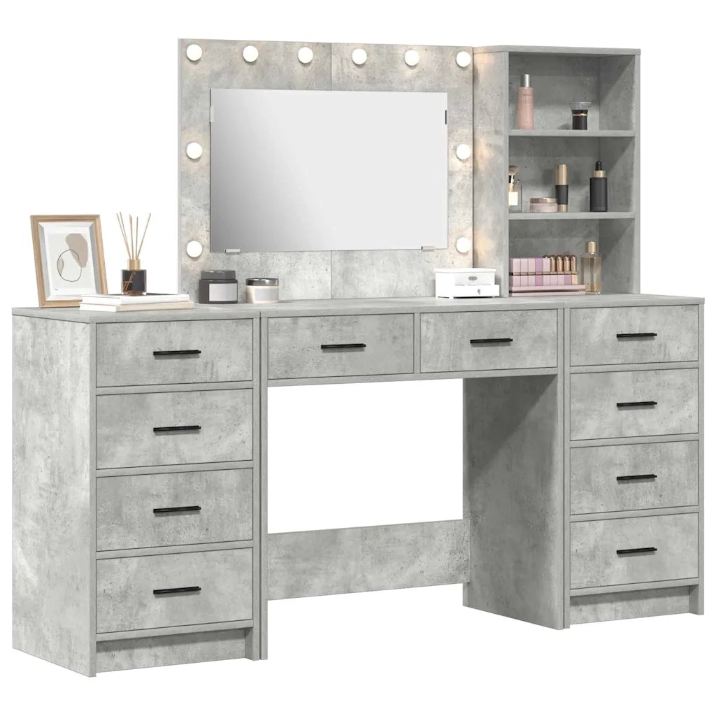 Tavolo da Trucco 3 pcs Grigio cemento Legno multistrato 3334212