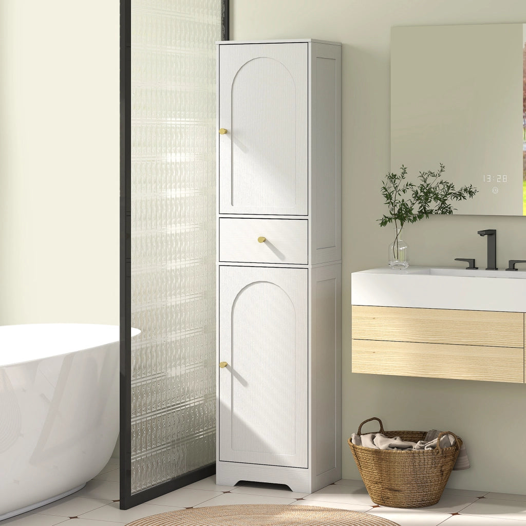 Colonna bagno alta con ante cassetto e ripiani regolabili ¨C Xylo ¨C Bianco 40x29,5x170cm