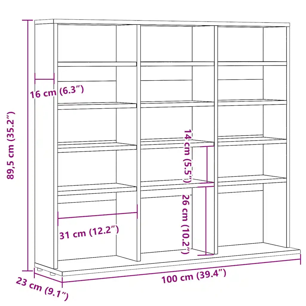 Mobile Porta CD Legno Antico 50x33x117,5 cm Legno Multistrato CFW6041377