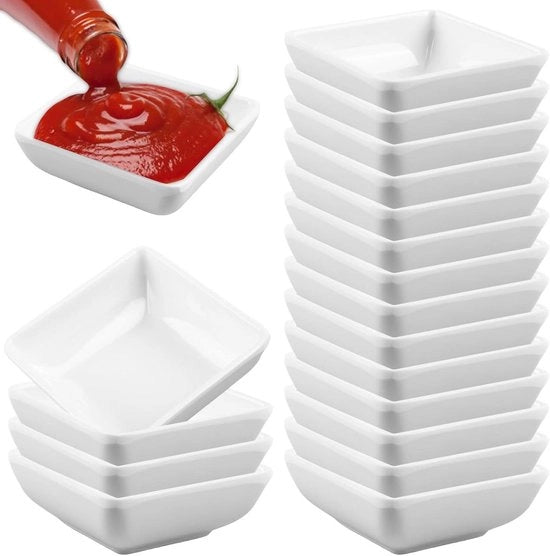 18 porcellane per servire dips - 72 x 25 cm - piccole scatole per tapas - bianche - per snacks .