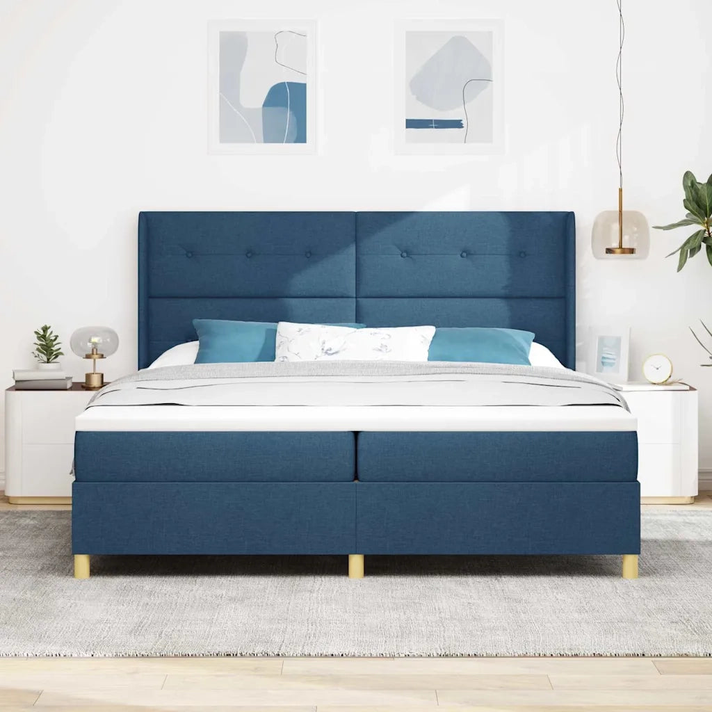 Letto a molle con strisce LED Blu 200 x 200 cm Tessuto 3343720
