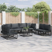 Set Divano da Giardino con cuscino 8 pcs Nero Alluminio