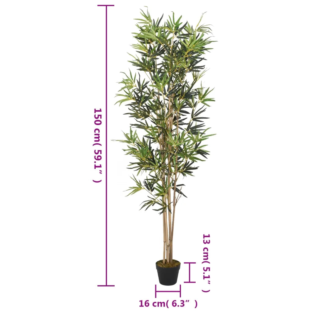 Albero Bambù Artificiale 828 Foglie 150 cm Verde 358960