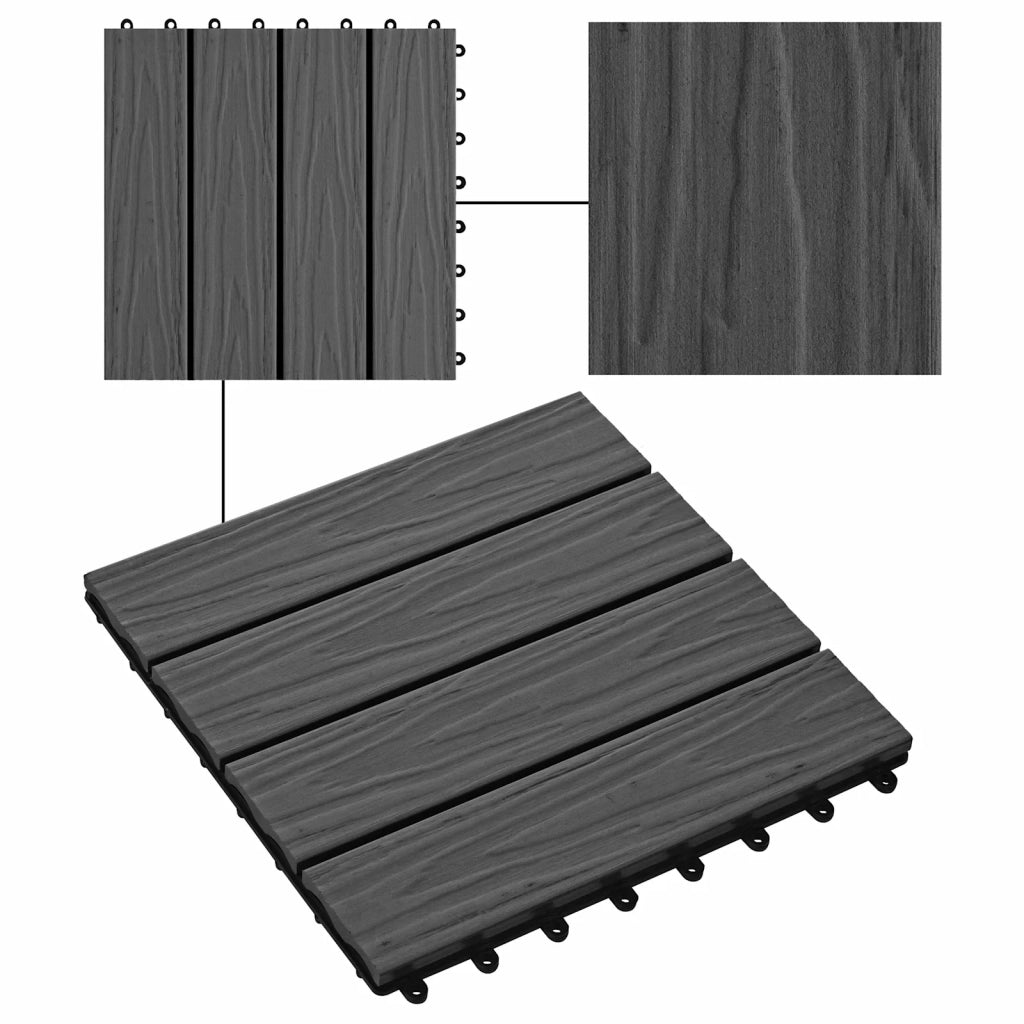 Piastrella per Decking Design 3D 11 pcs Nero 30 x 30 cm WPC 42046681