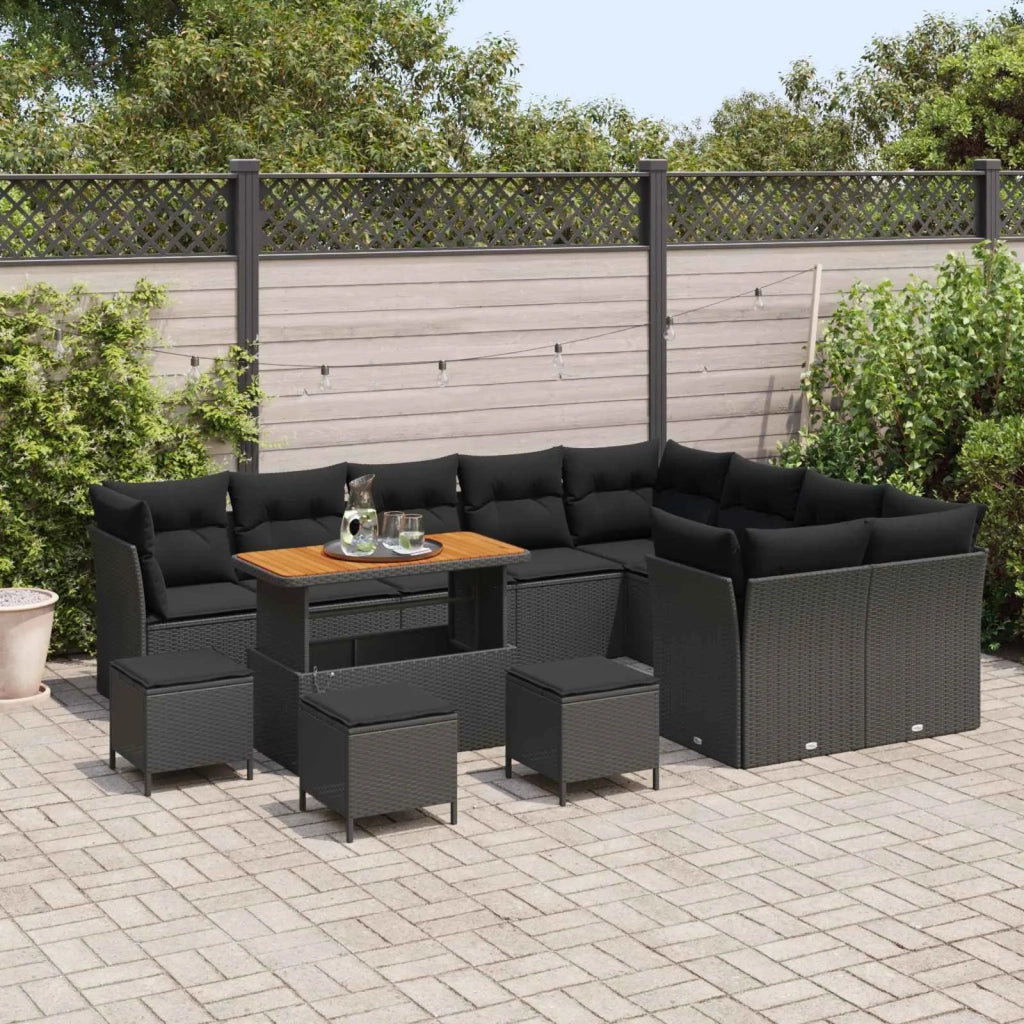 Set Divano da Giardino 13 pcs Nero polyrattan 3361529