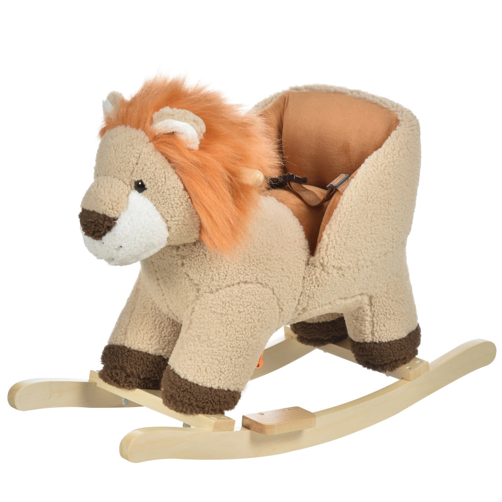 Dondolo Leone Giocattolo per Bambini ¨C Minimal ¨C Legno e Peluche