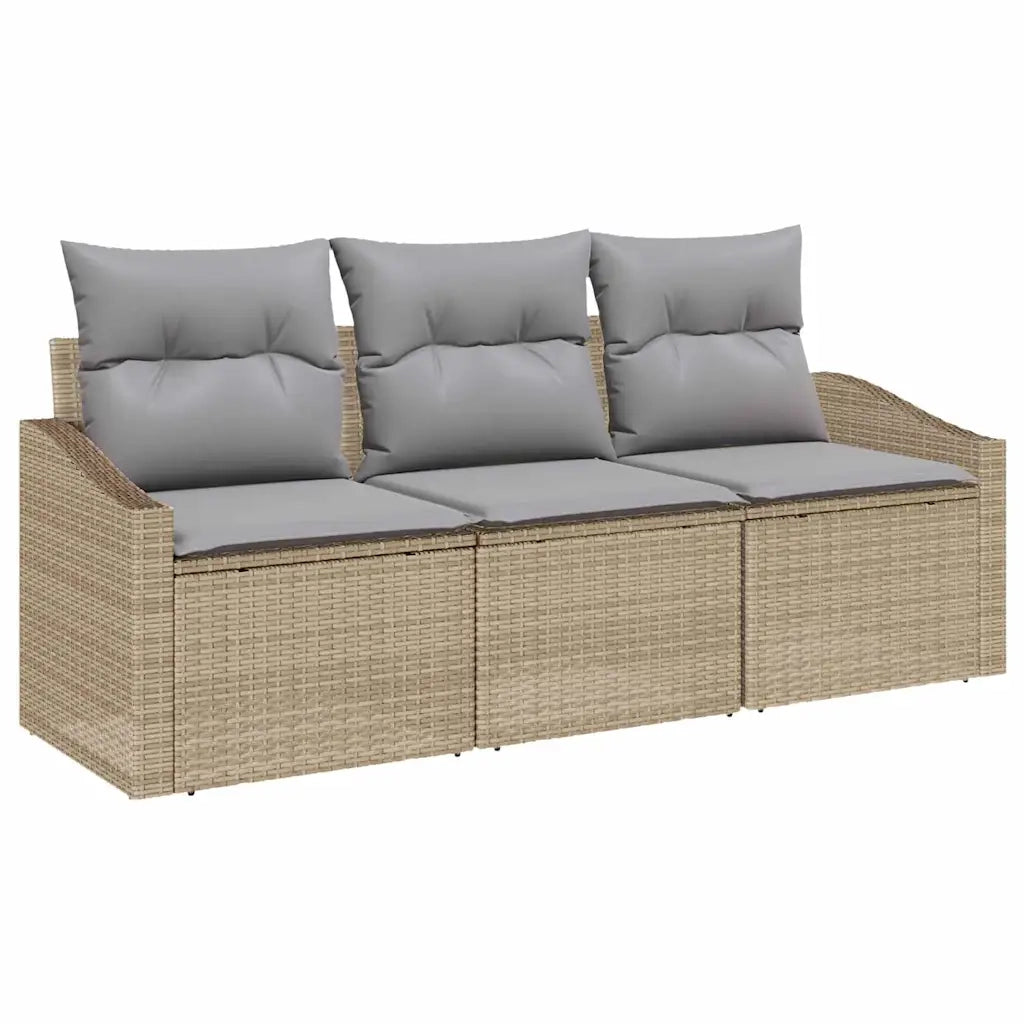 Set di divani con cuscino 3 pcs Beige polyrattan 3346580