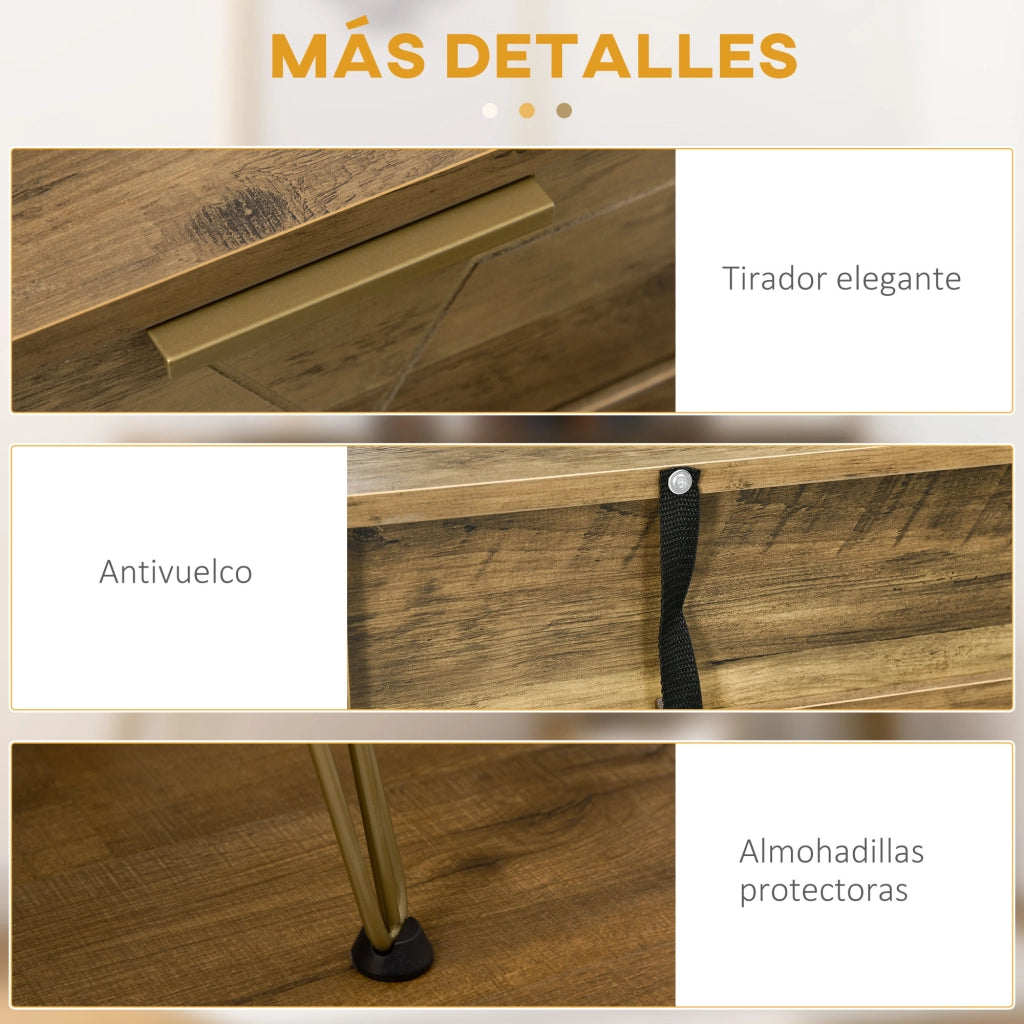 Consolle Ingresso con 2 Cassetti e Ripiano Aperto ¨C Minimal ¨C Legno e Bronce 120x29x79 cm