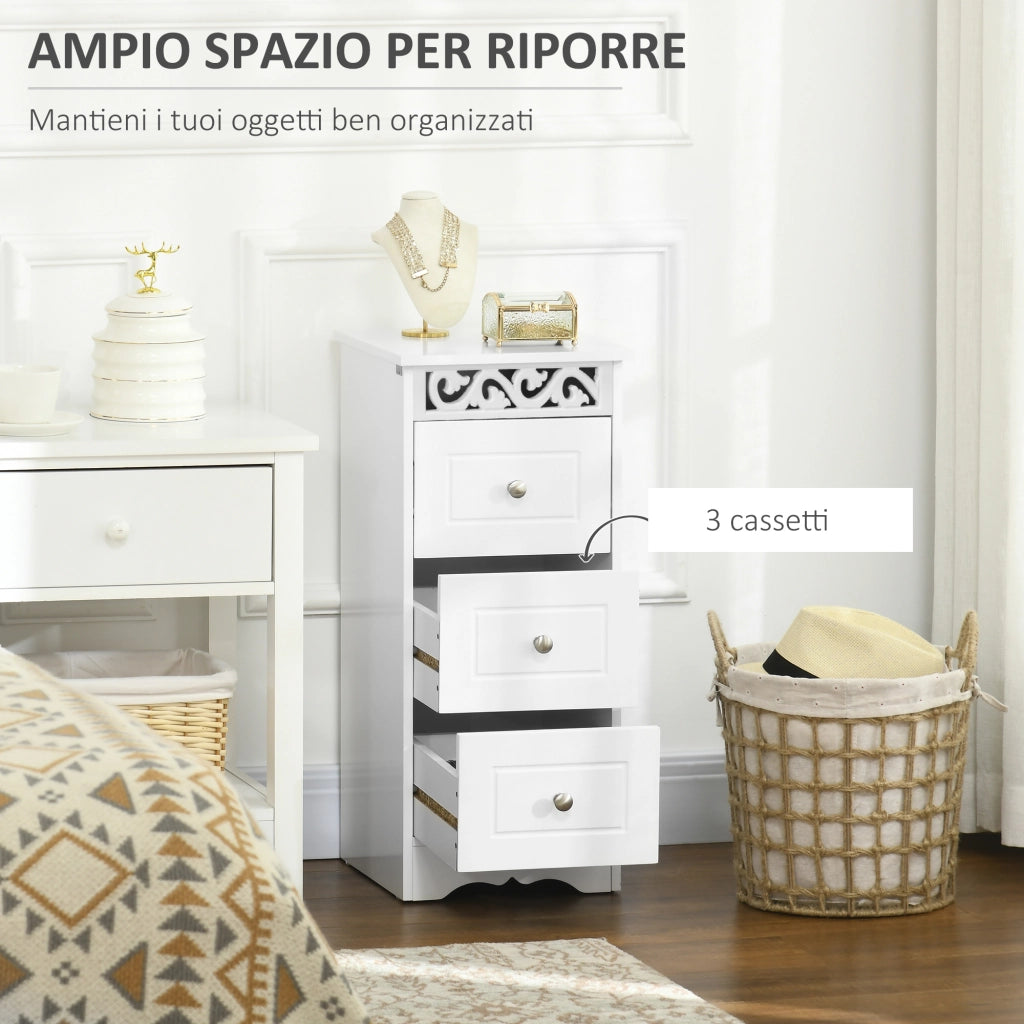 Mobiletto Basso con Cassetti ¨C Minimal ¨C Bianco 29.8x29.8x68.5cm
