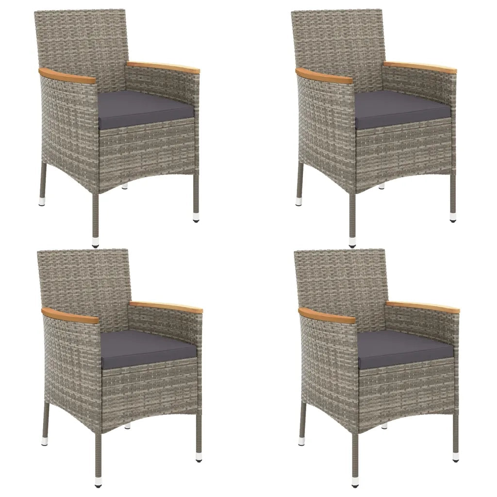 Set da Pranzo da Giardino 5 pz con Cuscini in Polyrattan Grigio 3187382