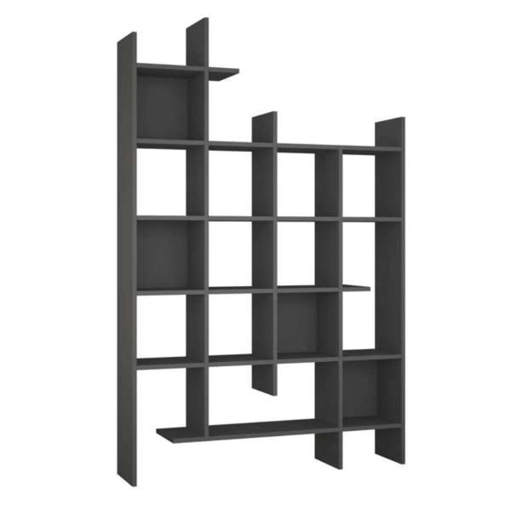 Libreria 6 Ripiani 122x25,5x188 cm in MDF Manco Antracite