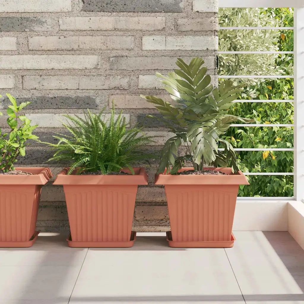 Fioriere | Cassetta per fiori | Vaso quadrato per fiori 24 pz Rosso Mattone Plastica