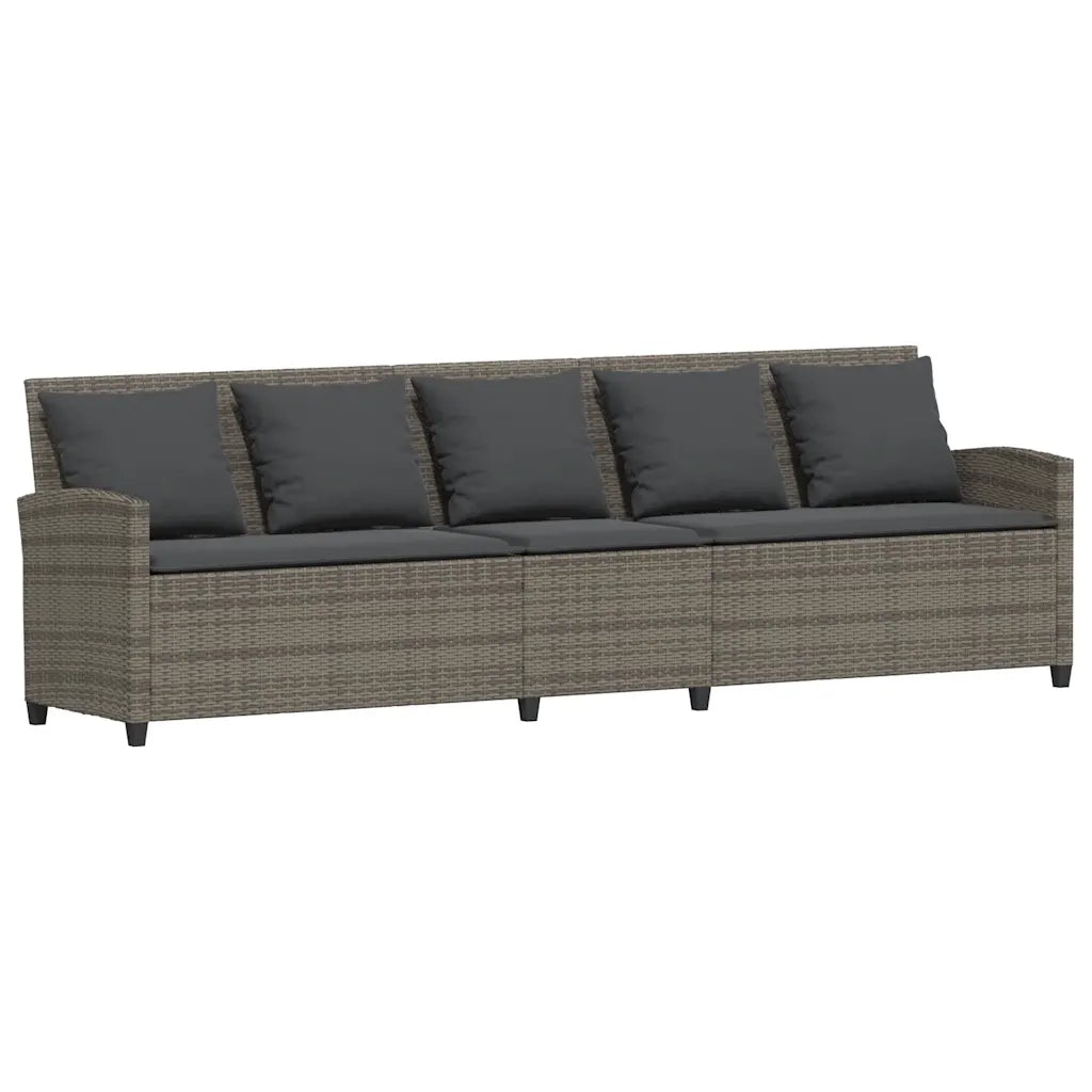 Set Divani da Giardino 4 pz con Cuscini in Polyrattan Grigio