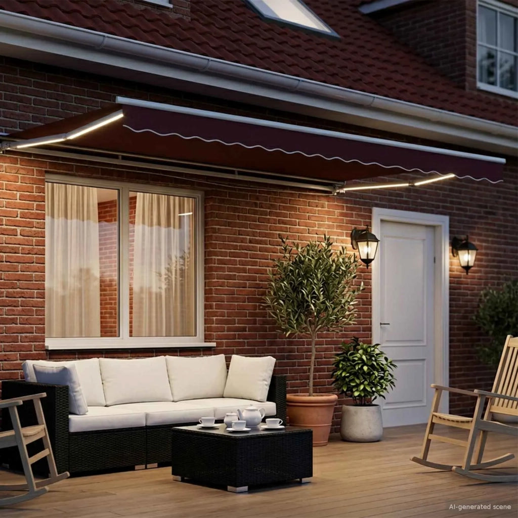 Cornice per Tenda Manuale con LED Borgogna e Bianco 4 × 3 m 3420615
