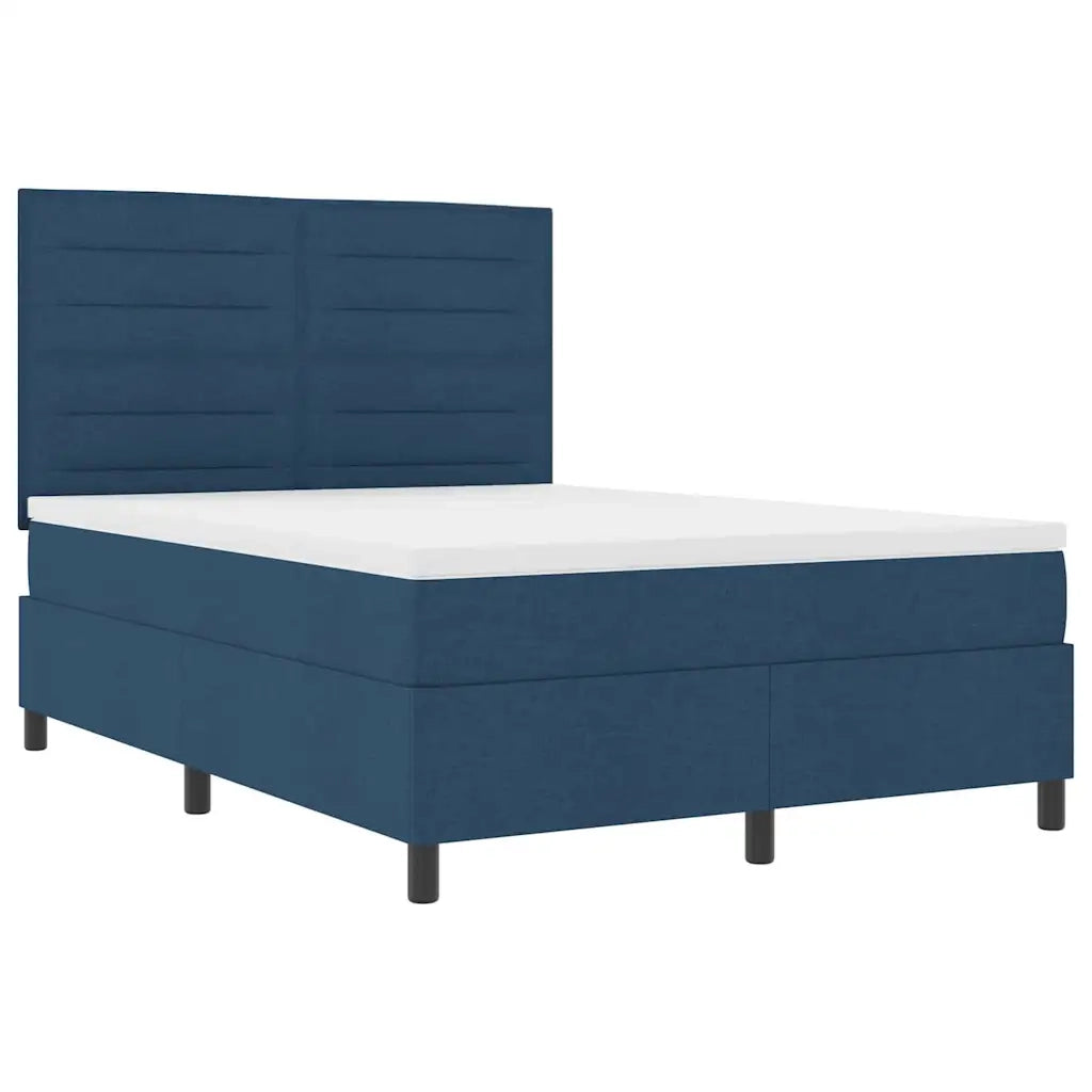 Letto a molle con materasso con led Blu 140 x 190 cm Tessuto