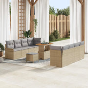 Set Divano da Giardino con cuscino 11 pcs Beige polyrattan