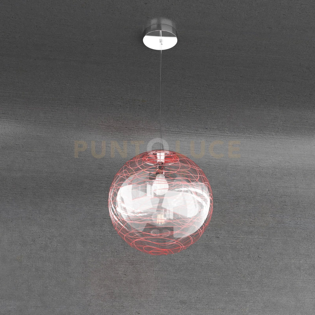 MOON SOSPENSIONE 1 LUCE D.30 CM. VETRO ROSSO 1117-S30-RO