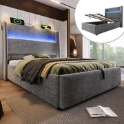 letto idraulico lino grigio 90 x 200 cm